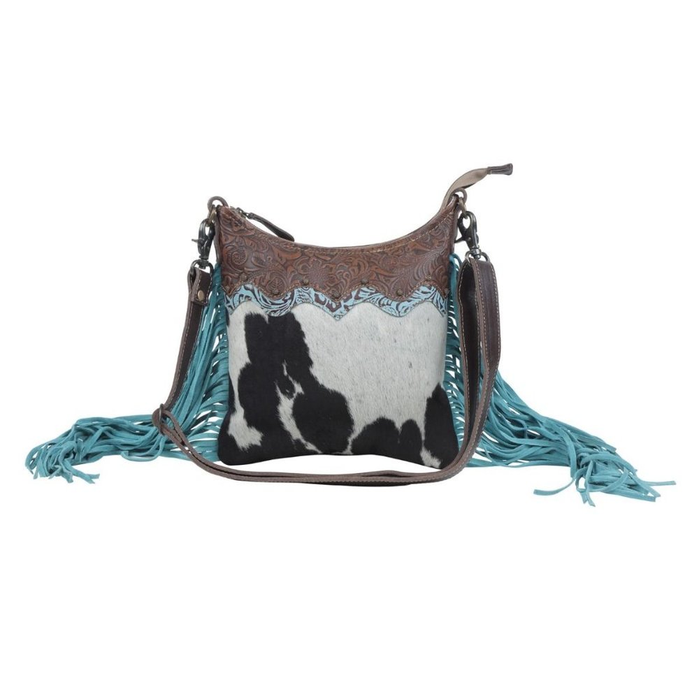 Southwest Leather & Hair On Shoulder Bag-Western Fringed Crossbody Bag-Myra Bag